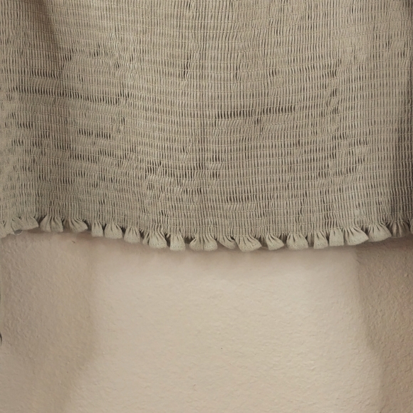 Gianni Bini Angel Woven Khaki Blouse Crop Top Sedona Sunset LG. - Picture 3 of 12